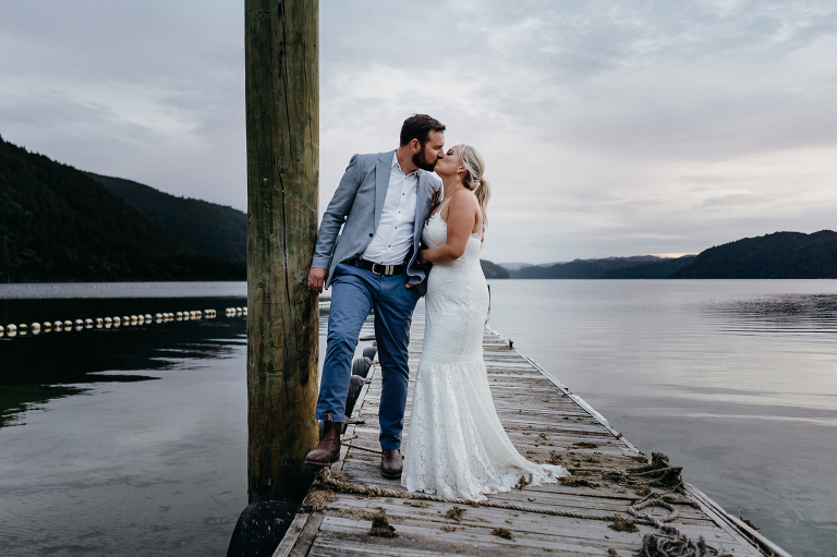 Bride and Groom on jetty