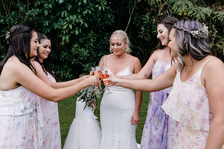 Bridal party cheers